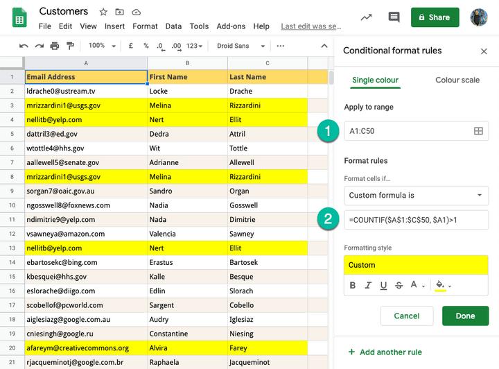 Đánh dấu toàn bộ hàng có chứa giá trị trùng lặp